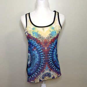 Bisou Bisou Tie Dye Rose Print Sheer Women's Top, X-Small